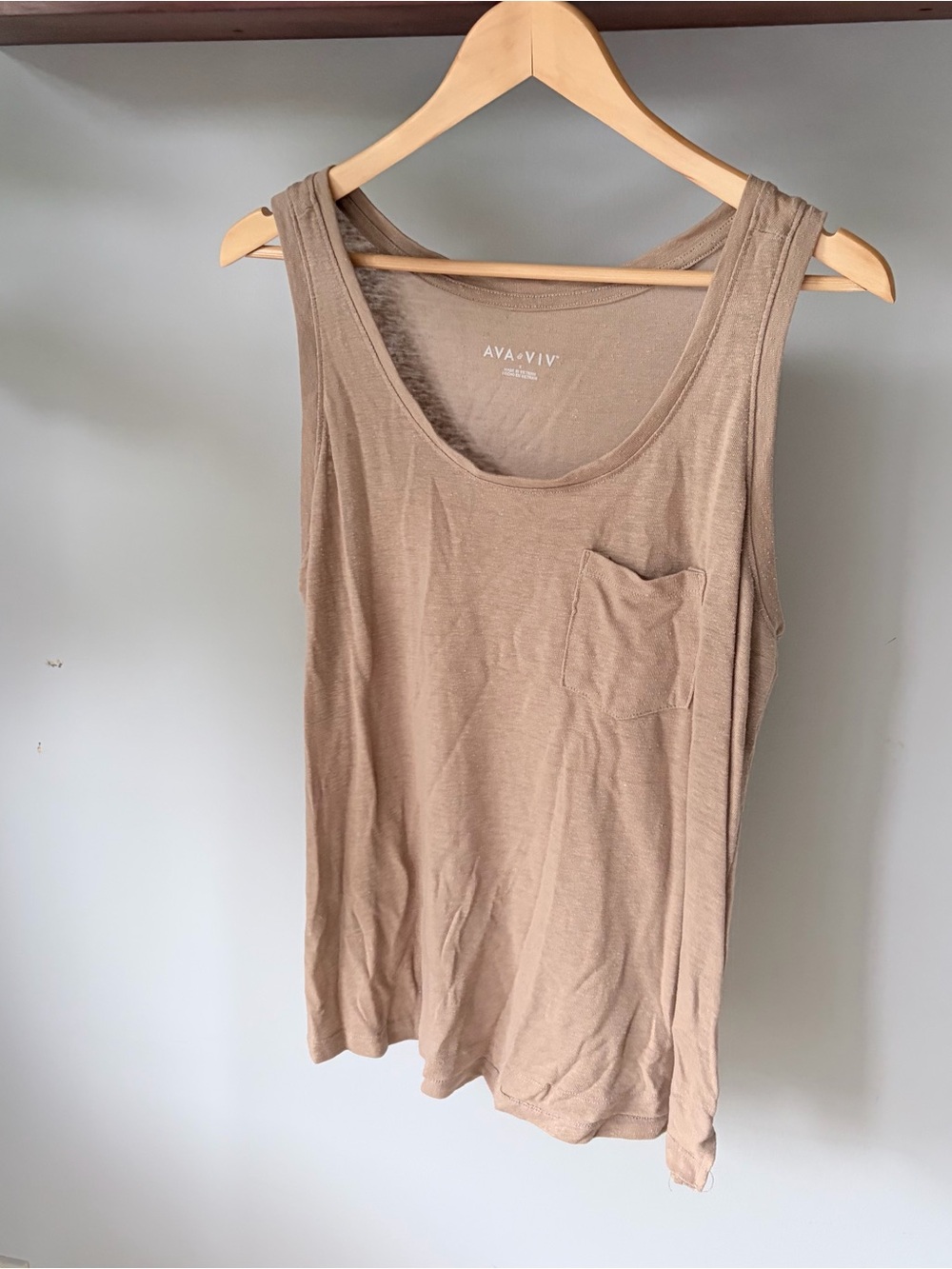 Ava & Viv Neutral Taupe Pocket Tank